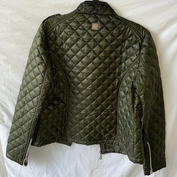 Kenneth Cole quilted bomber biker jacket olive green medium - Picture 3 of 5
